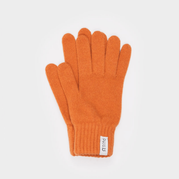 guanti donna cashmere arancio