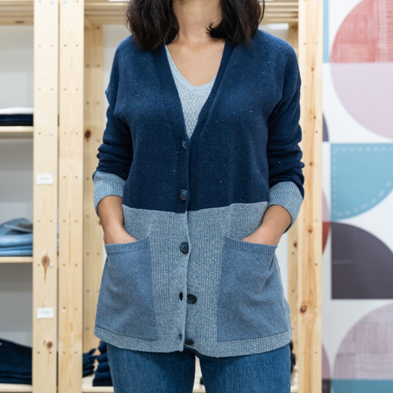 cardigan donna in jeans rigenrato3