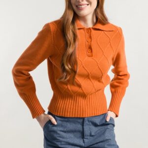 Maglione polo donna lana rigenerata Sara
