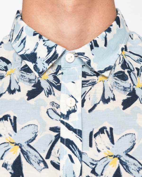 Camicia uomo floreale lino e cotone biologico - immagine 7
