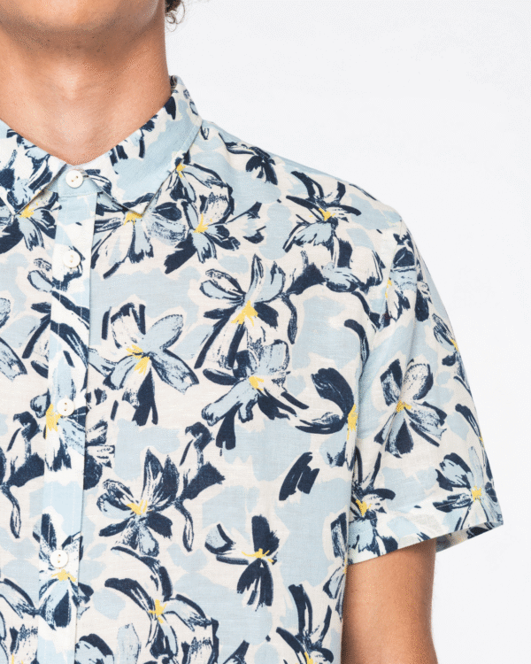 Camicia uomo floreale lino e cotone biologico - immagine 8