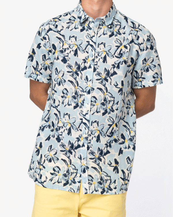 Camicia uomo floreale lino e cotone biologico - immagine 9