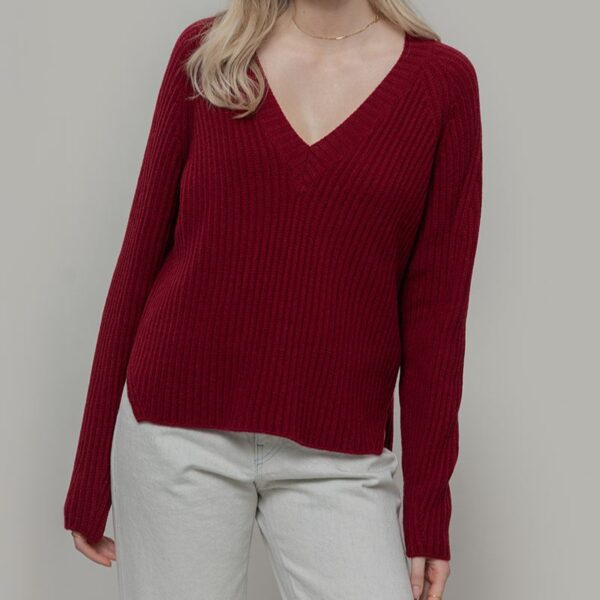 Maglione donna lana con scollo a V Manon