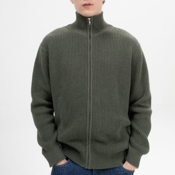 Cardigan uomo cerniera a collo alto cotone biologico - immagine 2