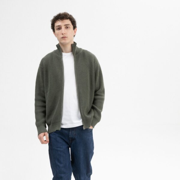 Cardigan uomo cerniera a collo alto cotone biologico